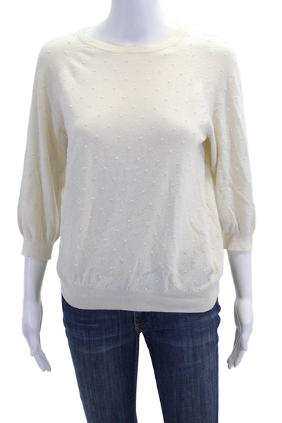 Marc By Marc Jacobs Womens Textured Crew Neck Pullover Sweater Top Cream Size M