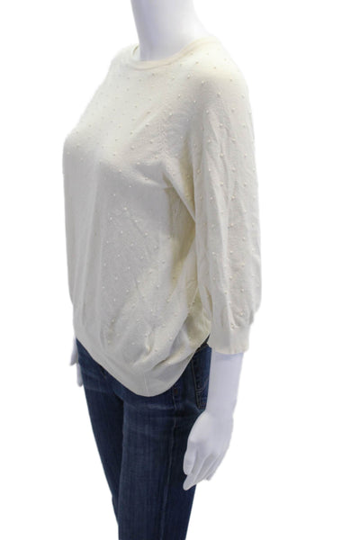 Marc By Marc Jacobs Womens Textured Crew Neck Pullover Sweater Top Cream Size M