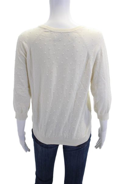 Marc By Marc Jacobs Womens Textured Crew Neck Pullover Sweater Top Cream Size M