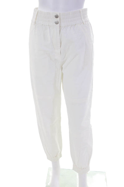 The Range Womens Button Closure Tapered Leg Jogger Pants White Size S