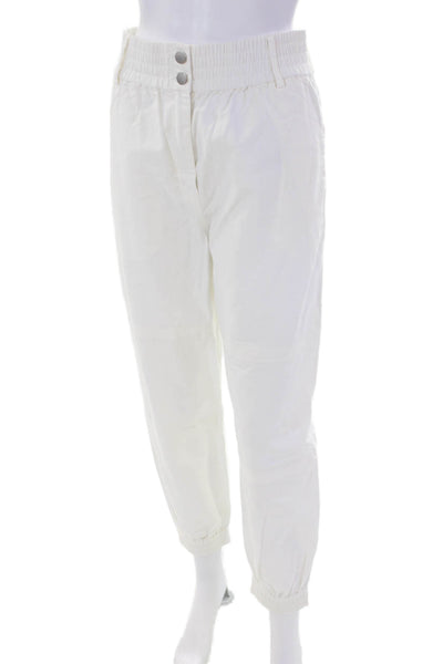 The Range Womens Button Closure Tapered Leg Jogger Pants White Size S