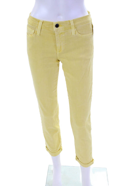 Joes Women's Midrise Five Pocket Button Skinny Denim Pants Yellow  Size 27