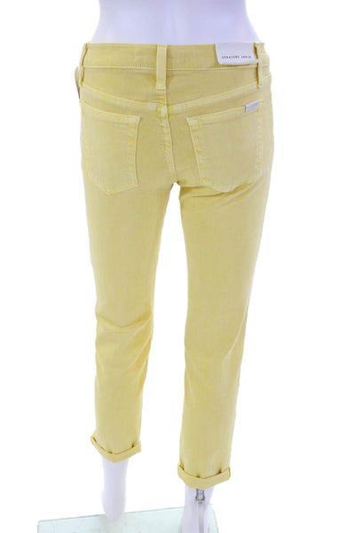 Joes Women's Midrise Five Pocket Button Skinny Denim Pants Yellow  Size 27