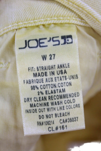 Joes Women's Midrise Five Pocket Button Skinny Denim Pants Yellow  Size 27