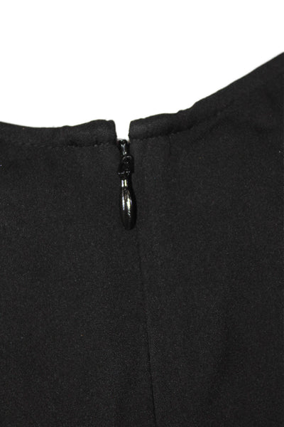 Theory Womens Silk Crew Neck Zip Back Sleeveless Blouse Top Black Size Small