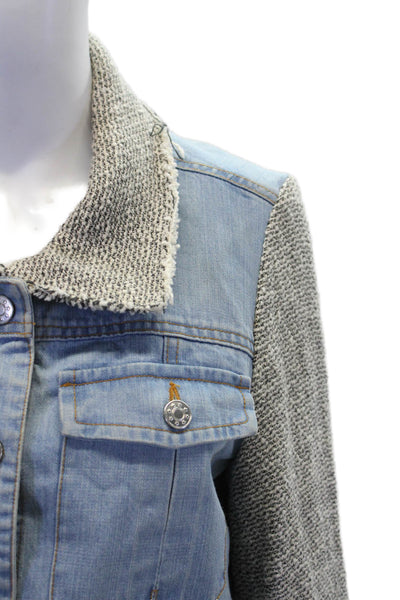 By Zoe Womens Cotton Long Sleeve Lined Button Up Denim Jacket Blue Size 0