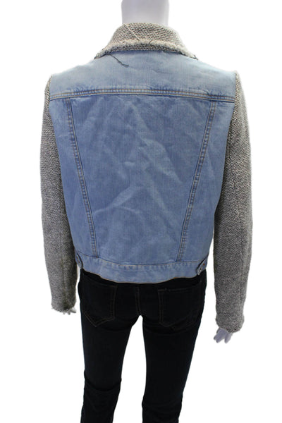 By Zoe Womens Cotton Long Sleeve Lined Button Up Denim Jacket Blue Size 0