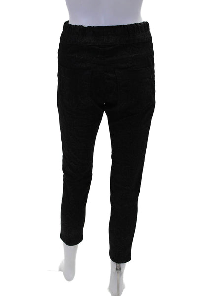 Flog Womens Spandex Textured Skinny Leg Animal Printed Pants Black Size EUR 25