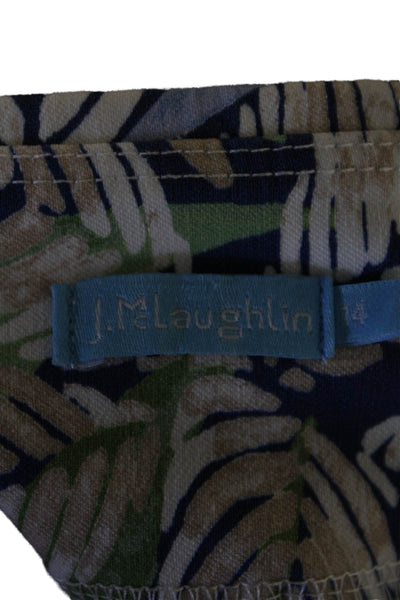 J. Mclaughlin Womens Textured Elastic Waist Floral Printed Pants Blue Size 14