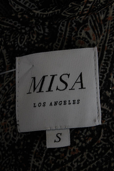 Misa Womens Textured Scoop Neck Long Sleeve Pattern Tier Dress Brown Size S