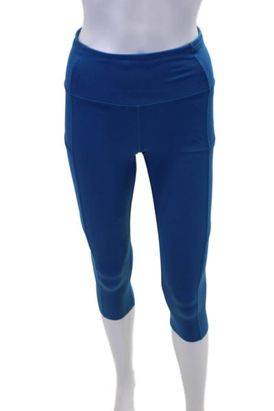 Lululemon Womesn Stretch Two Pocket Mid-Rise Cropped Leggings Blue Size 6