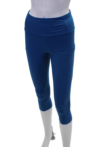 Lululemon Womesn Stretch Two Pocket Mid-Rise Cropped Leggings Blue Size 6