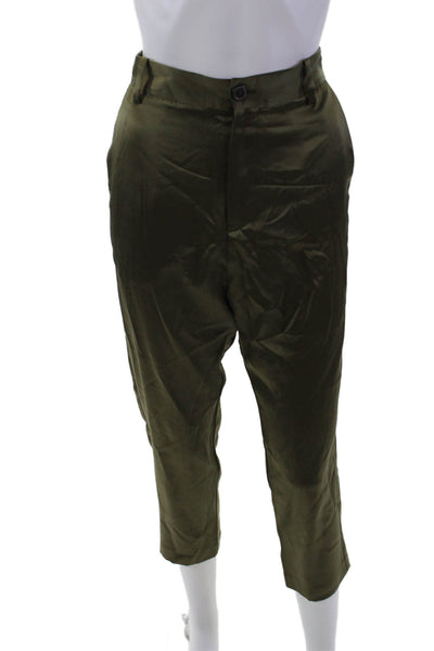 Nili Lotan Womens Textured Zip Button Lined Sleek Dress Pants Green Size 04