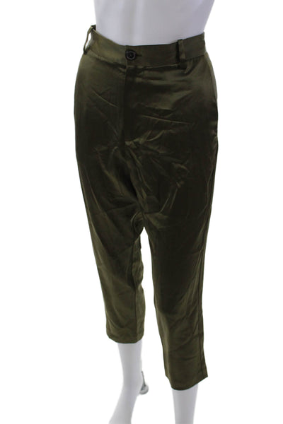 Nili Lotan Womens Textured Zip Button Lined Sleek Dress Pants Green Size 04
