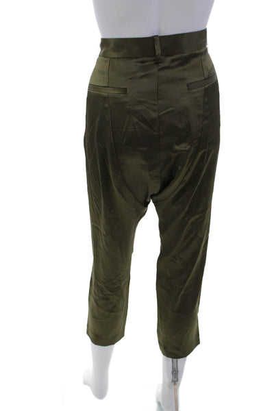Nili Lotan Womens Textured Zip Button Lined Sleek Dress Pants Green Size 04