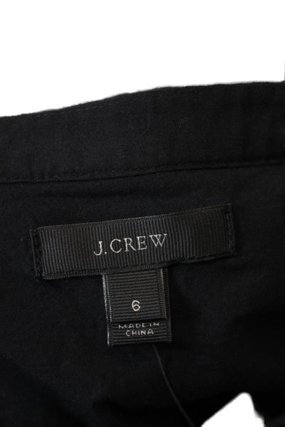 J Crew Womens Cotton Long Sleeve V-neck Lined Blouse Top Black Size 06