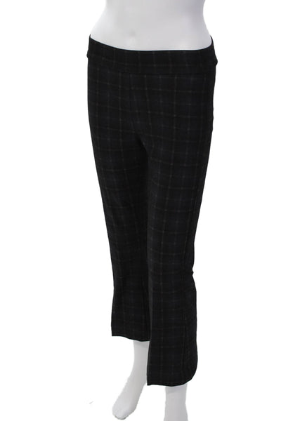 Avenue Montaigne Womens Elastic Waistband Boot Cut Plaid Pants Brown Size 0