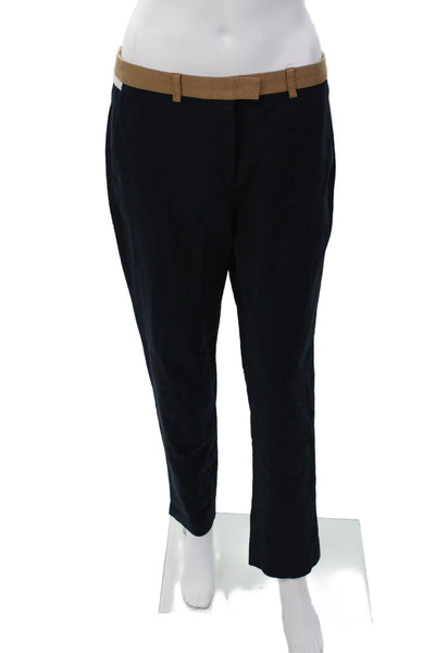Gerard Darel Womens Cotton Colorblock Mid-Rise Tapered Trousers Pants Navy 40
