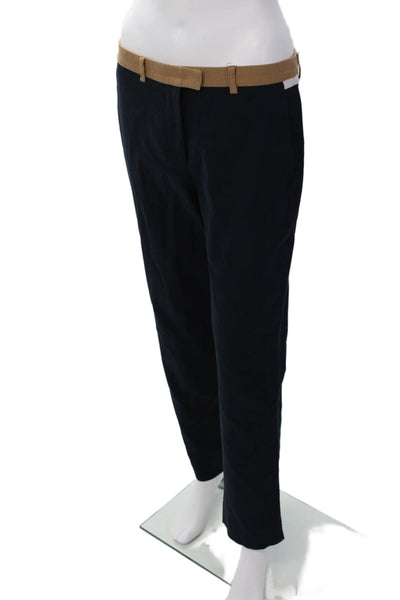 Gerard Darel Womens Cotton Colorblock Mid-Rise Tapered Trousers Pants Navy 40