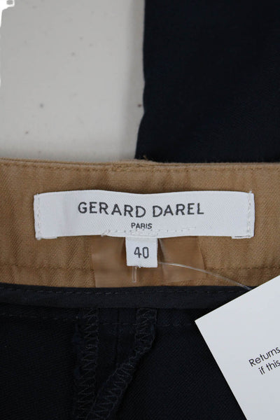 Gerard Darel Womens Cotton Colorblock Mid-Rise Tapered Trousers Pants Navy 40