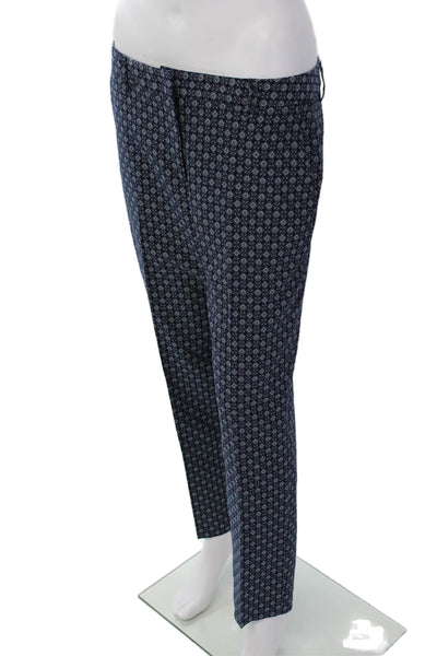 Gerard Darel Womens Abstract Print Mid-Rise Tapered Trousers Pants Navy Size 40