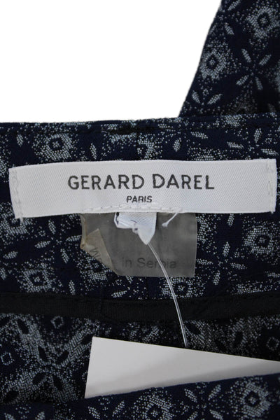 Gerard Darel Womens Abstract Print Mid-Rise Tapered Trousers Pants Navy Size 40