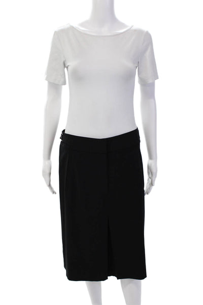 Gerard Darel Womens Adjustable Waist Front Split Mid-Calf Skirt Black Size 42