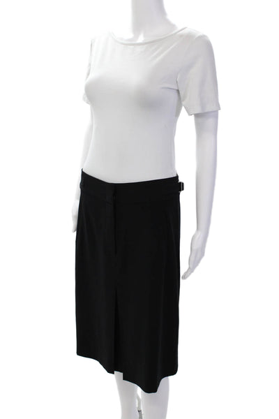 Gerard Darel Womens Adjustable Waist Front Split Mid-Calf Skirt Black Size 42
