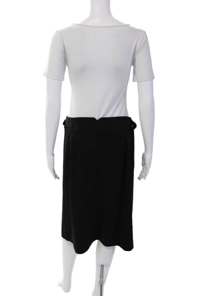 Gerard Darel Womens Adjustable Waist Front Split Mid-Calf Skirt Black Size 42