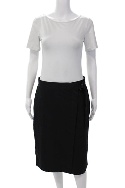 Gerard Darel Womens Cotton Blend Two Pocket Belted Mid-Calf Skirt Navy 42