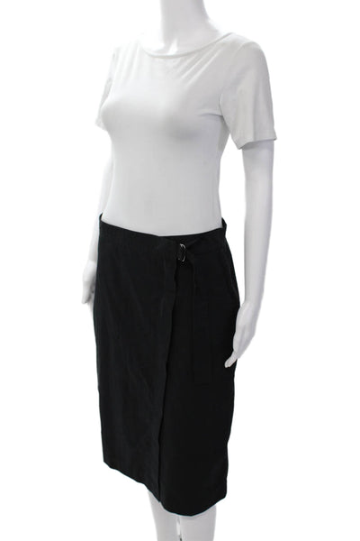 Gerard Darel Womens Cotton Blend Two Pocket Belted Mid-Calf Skirt Navy 42
