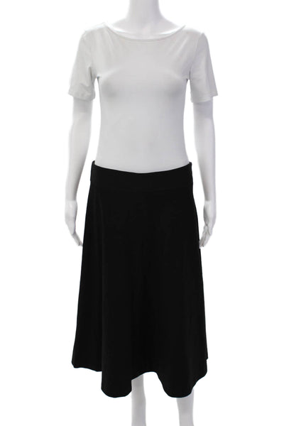 Reiss Womens Lined Adjustable Waist Zip Up Mid-Calf Flared Skirt Black Size 8