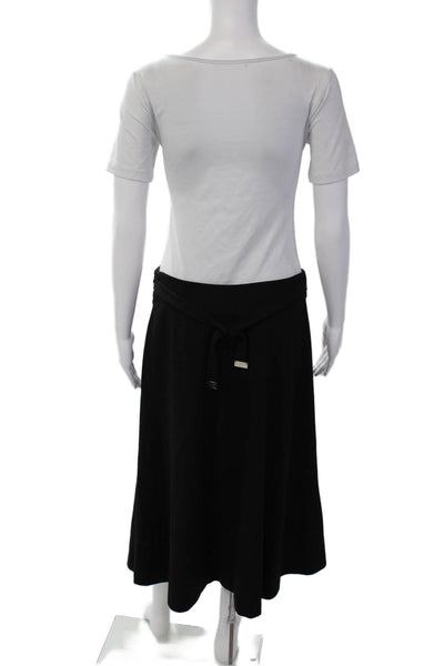 Reiss Womens Lined Adjustable Waist Zip Up Mid-Calf Flared Skirt Black Size 8