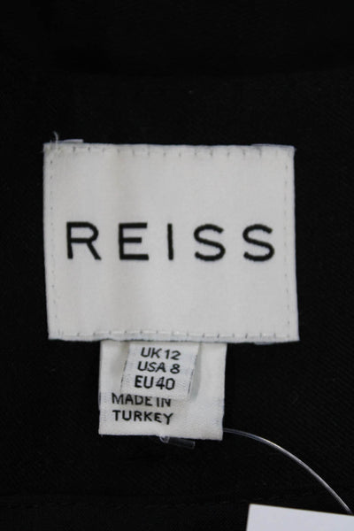 Reiss Womens Lined Adjustable Waist Zip Up Mid-Calf Flared Skirt Black Size 8