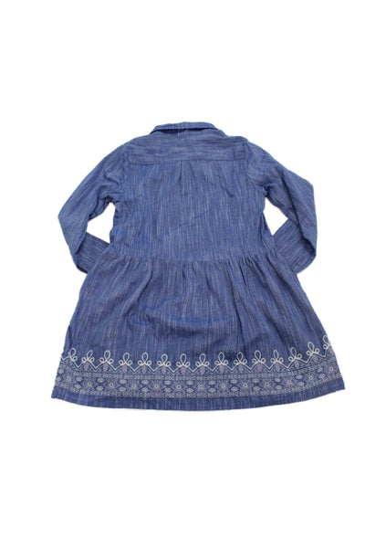 Roller Rabbit Girls Cotton Long Sleeve Button A-line Dress Blue Size 12
