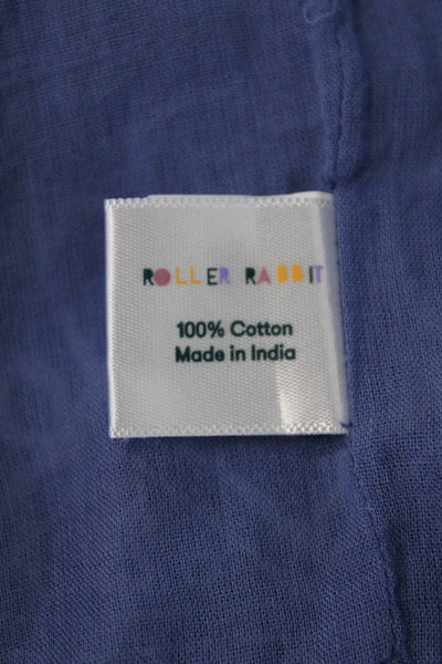 Roller Rabbit Girls Cotton Long Sleeve Button A-line Dress Blue Size 12