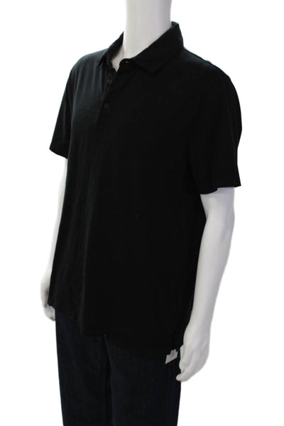 Vince Mens Short Sleeves Crew Neck Rugby Shirt Black Cotton Size Large