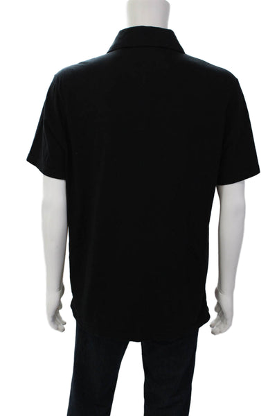 Vince Mens Short Sleeves Crew Neck Rugby Shirt Black Cotton Size Large