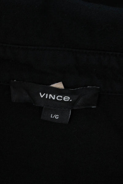 Vince Mens Short Sleeves Crew Neck Rugby Shirt Black Cotton Size Large