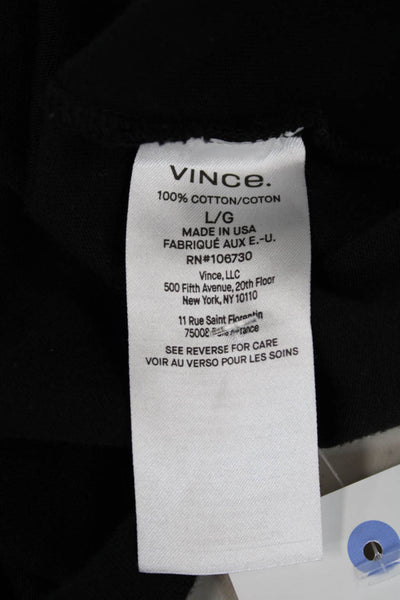 Vince Mens Short Sleeves Crew Neck Rugby Shirt Black Cotton Size Large