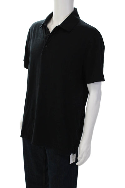 Vince Mens Short Sleeves Crew Neck Rugby Shirt Black Cotton Sz Large