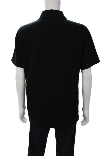 Vince Mens Short Sleeves Crew Neck Rugby Shirt Black Cotton Sz Large