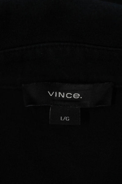 Vince Mens Short Sleeves Crew Neck Rugby Shirt Black Cotton Sz Large