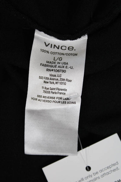 Vince Mens Short Sleeves Crew Neck Rugby Shirt Black Cotton Sz Large