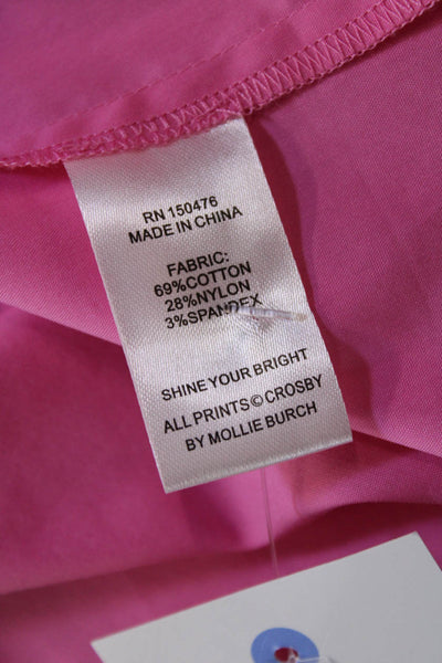 Crosby By Mollie Burch Womens Button Down Shirt Red Pink Cotton Sz Small