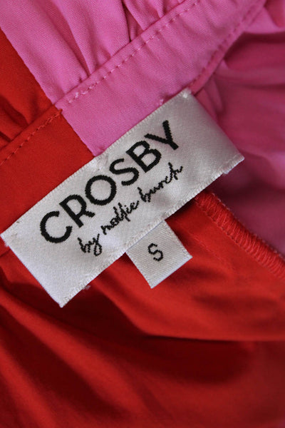 Crosby By Mollie Burch Womens Button Down Shirt Red Pink Cotton Sz Small