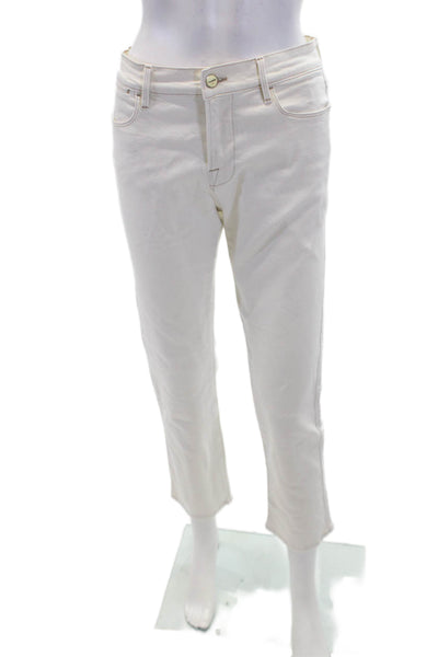 Frame Womens Le High Rise Straight Leg Jeans Ecru White Cotton Size 26