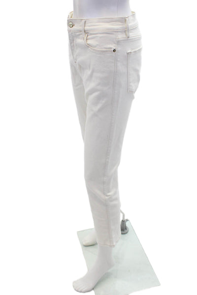 Frame Womens Le High Rise Straight Leg Jeans Ecru White Cotton Size 26