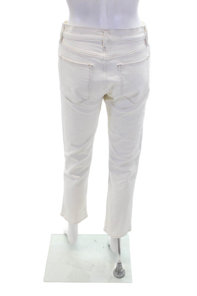 Frame Womens Le High Rise Straight Leg Jeans Ecru White Cotton Size 26