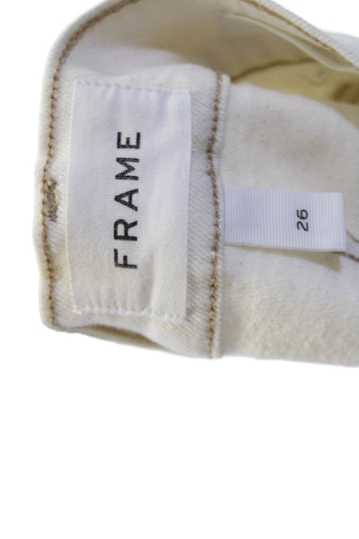 Frame Womens Le High Rise Straight Leg Jeans Ecru White Cotton Size 26